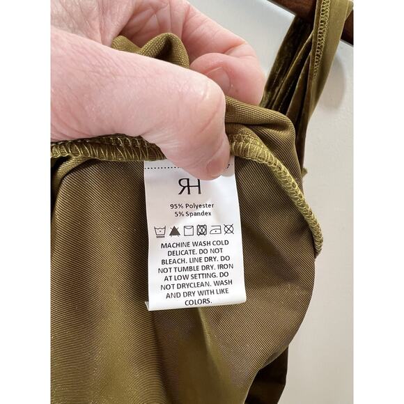 Women's Velvet Y2K Babydoll Midi Dress Size M Green Forest Fairycore Goblin NWTS - Picture 5 of 8